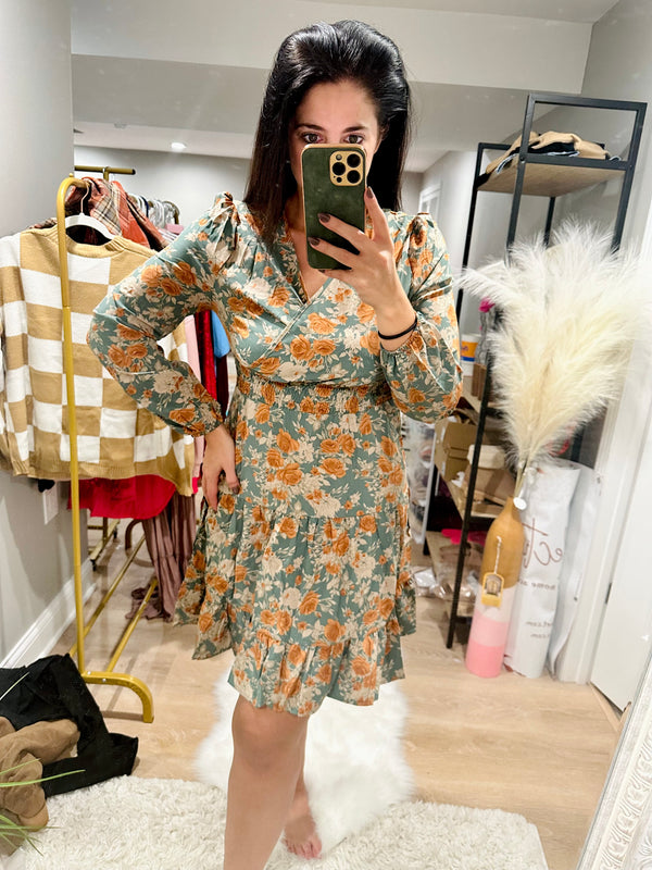 Matcha Tea Floral Smocked Dress