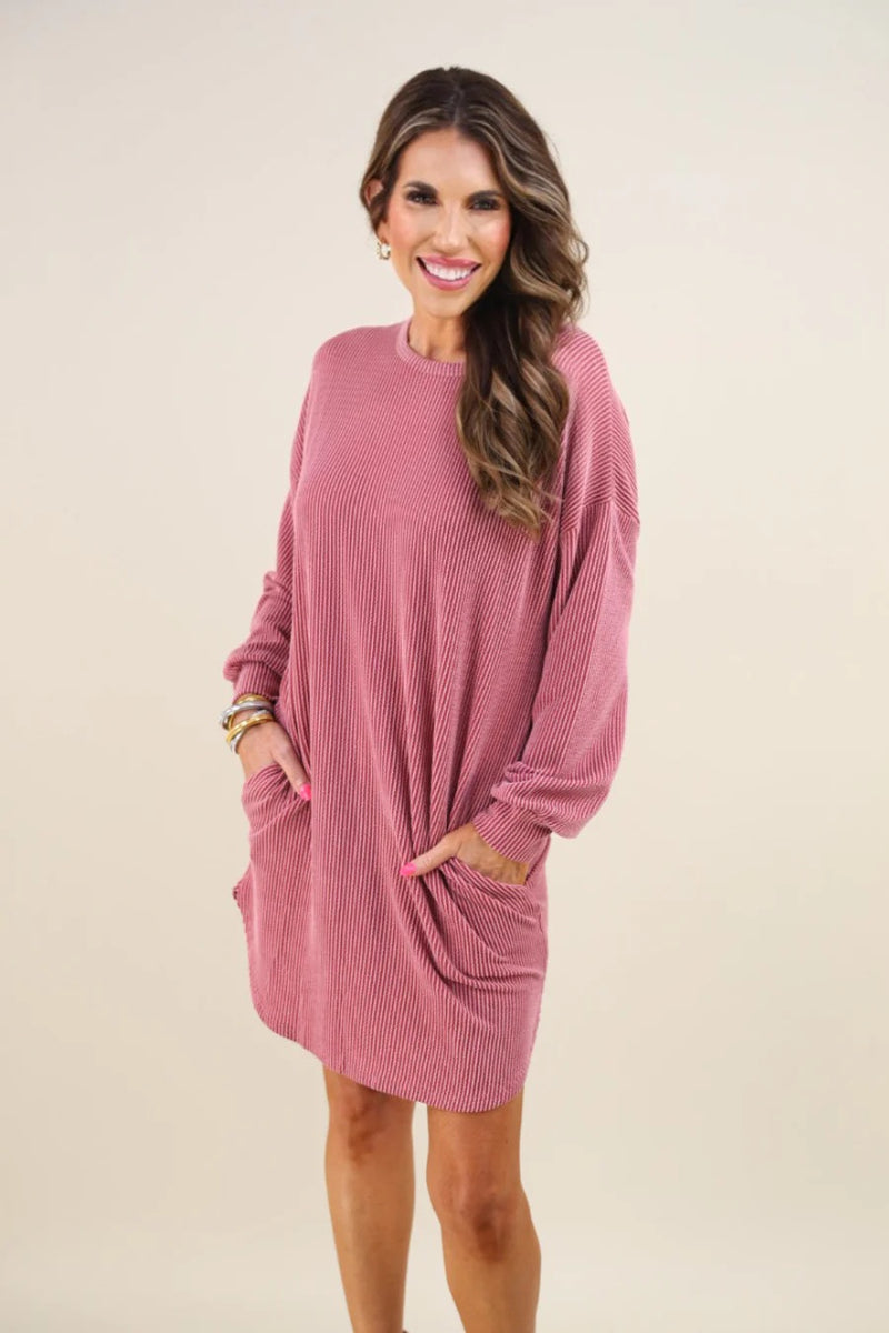 Hollie Long Sleeve Ribbed Dress