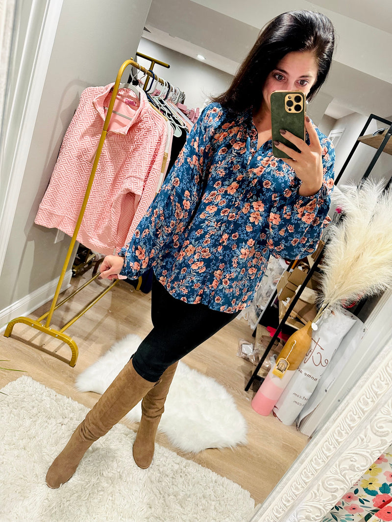 Fall Floral Button Blouse