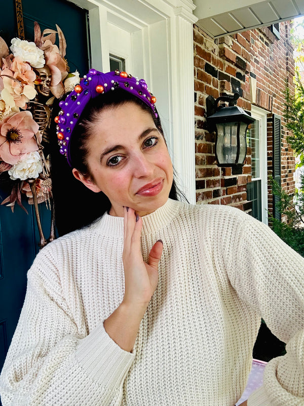 Halloweeny Luxe Beaded Headband Purple