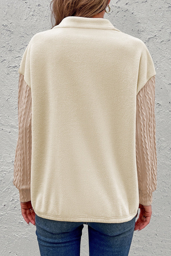 Vanilla Mocha Knit Sleeve Pullover