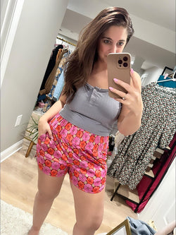 Pink Floral Tummy Control Shorts