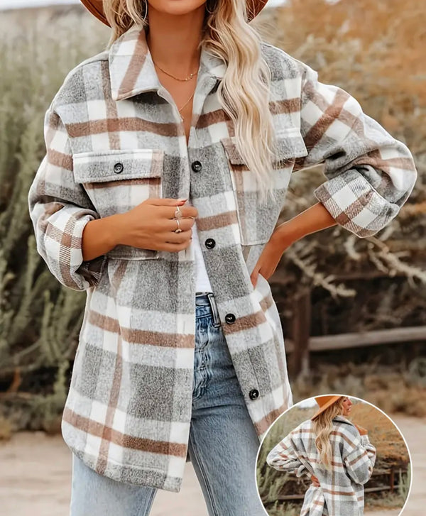 The Kait: Glacier plaid Shacket