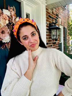 Halloweeny Beaded Headband Orange