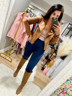 Caramel Dreams Moto Zip Luxe Jacket