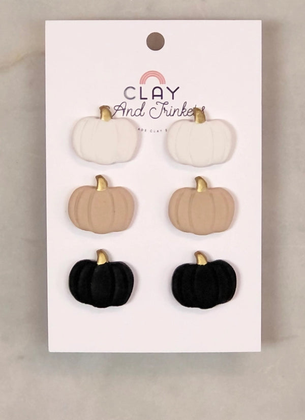 Neutral Pumpkin Clay Studs