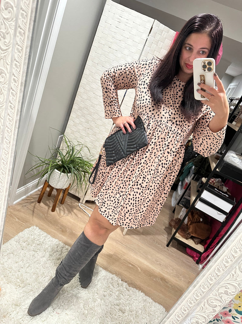 Fall for Leopard long sleeve day dress