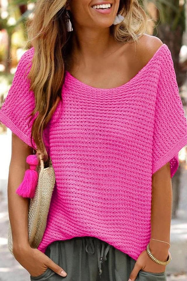 Neon Pink Knit Oversized Top