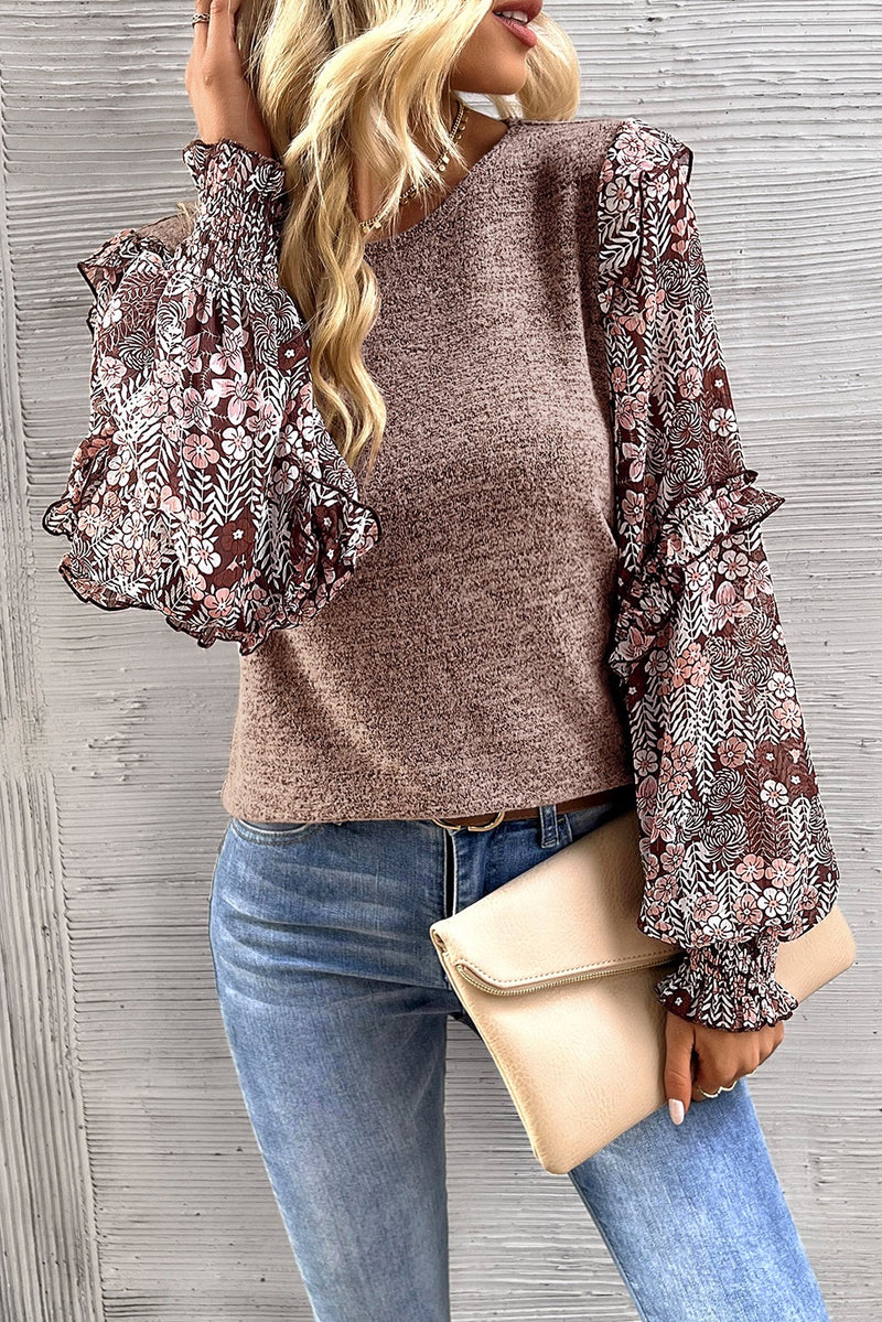 Floral Chestnut Luxe Blouse