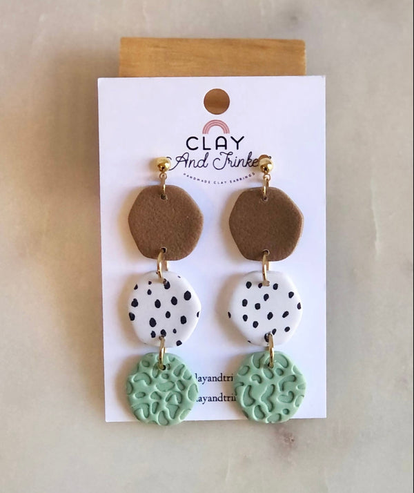 Chocolate chip mint clay dangles